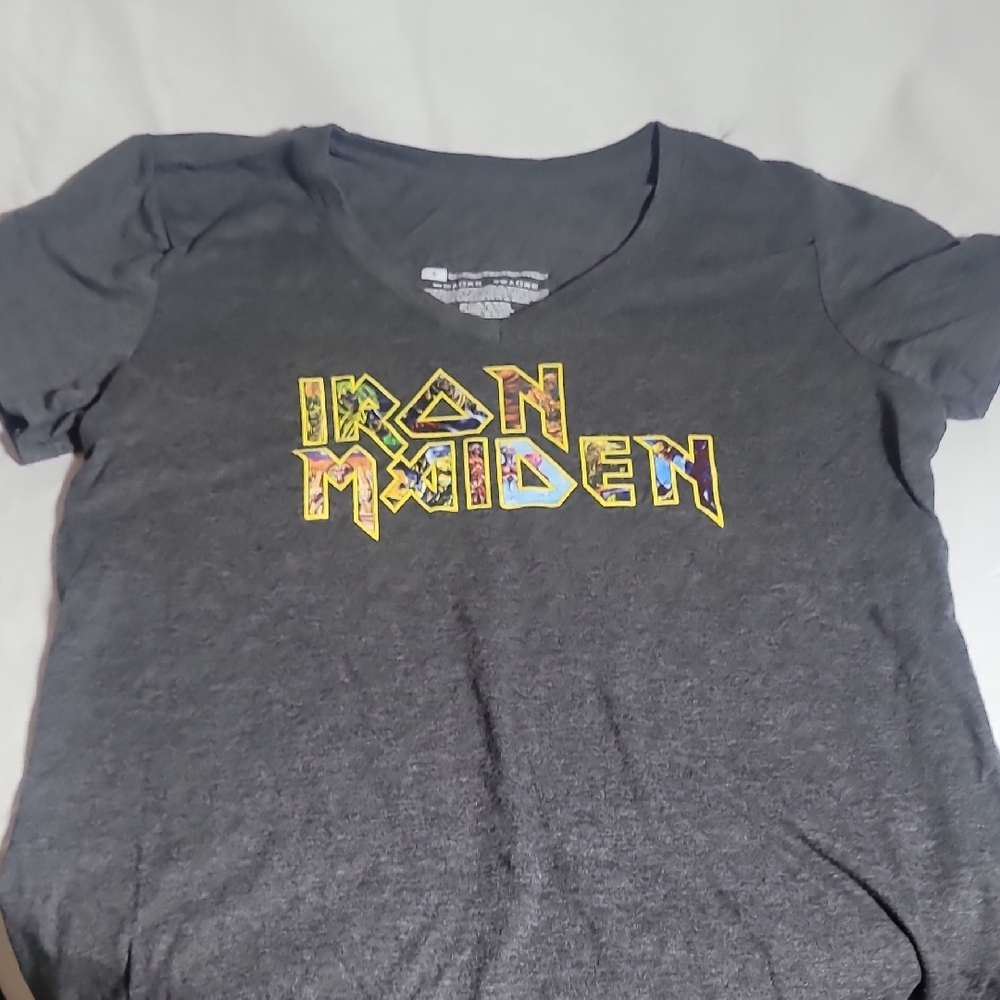 Ladies Small Iron Maiden Graphic Tee - Gray